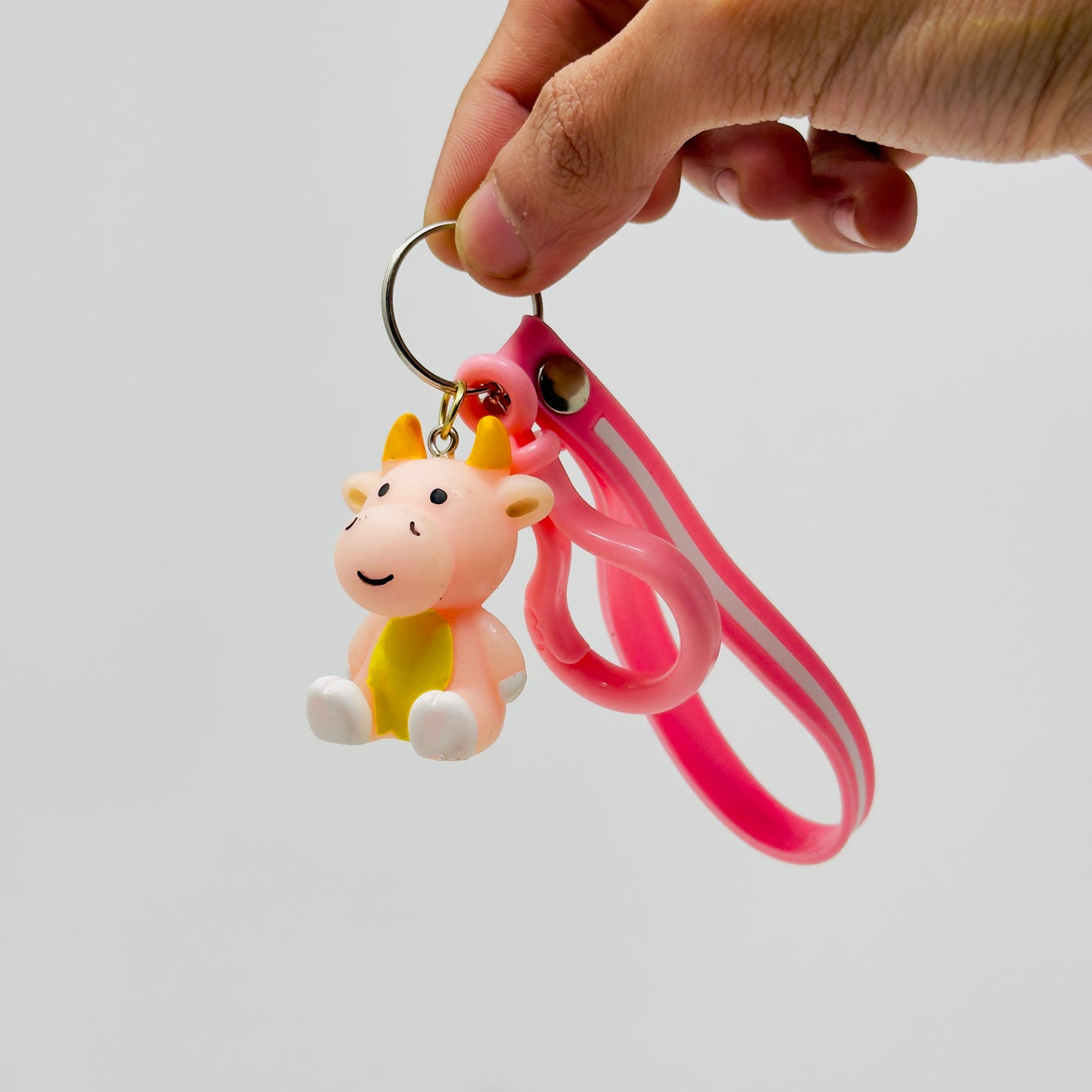 Pink Happy Cow Keychain