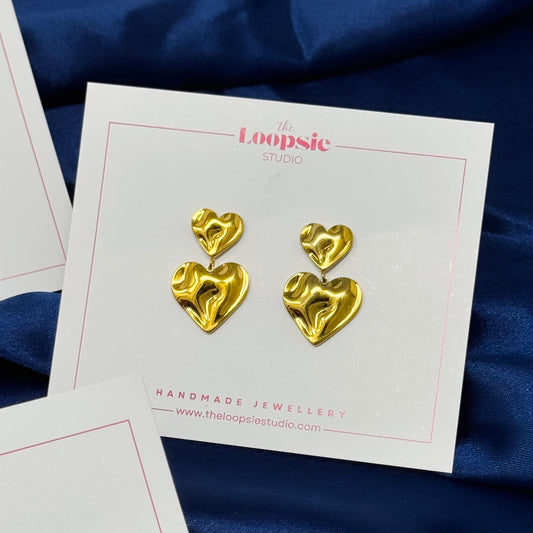 Heart Dangling Studs