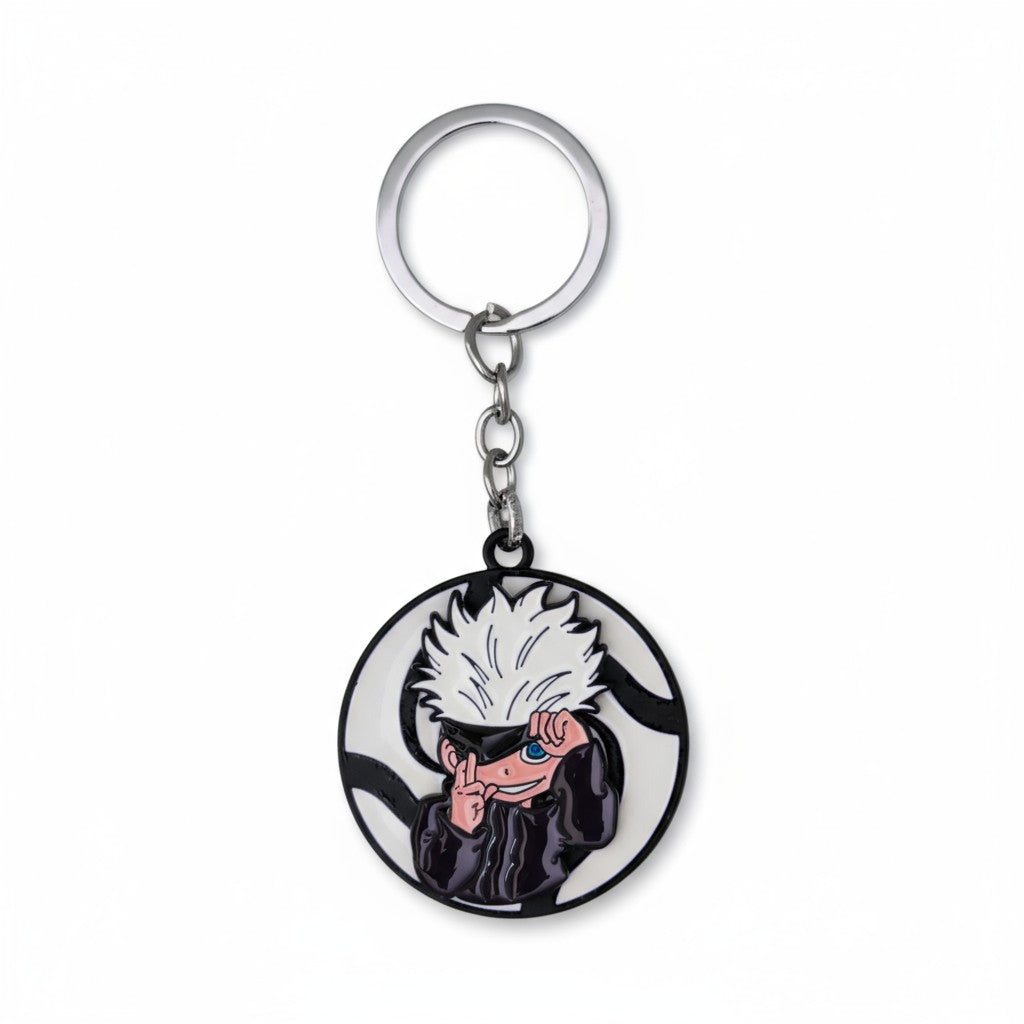 White-Haired Sensei Metal Spinner Keychain