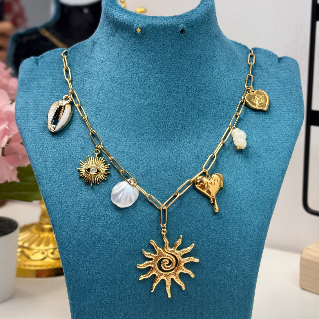 Golden Sunbeam Charm Necklace