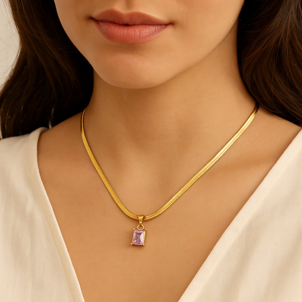 Blush Gem Herringbone Necklace