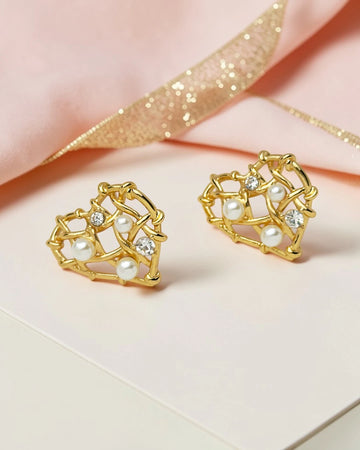 Celeste Lace Heart Studs