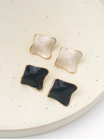 Marble Square Earrings