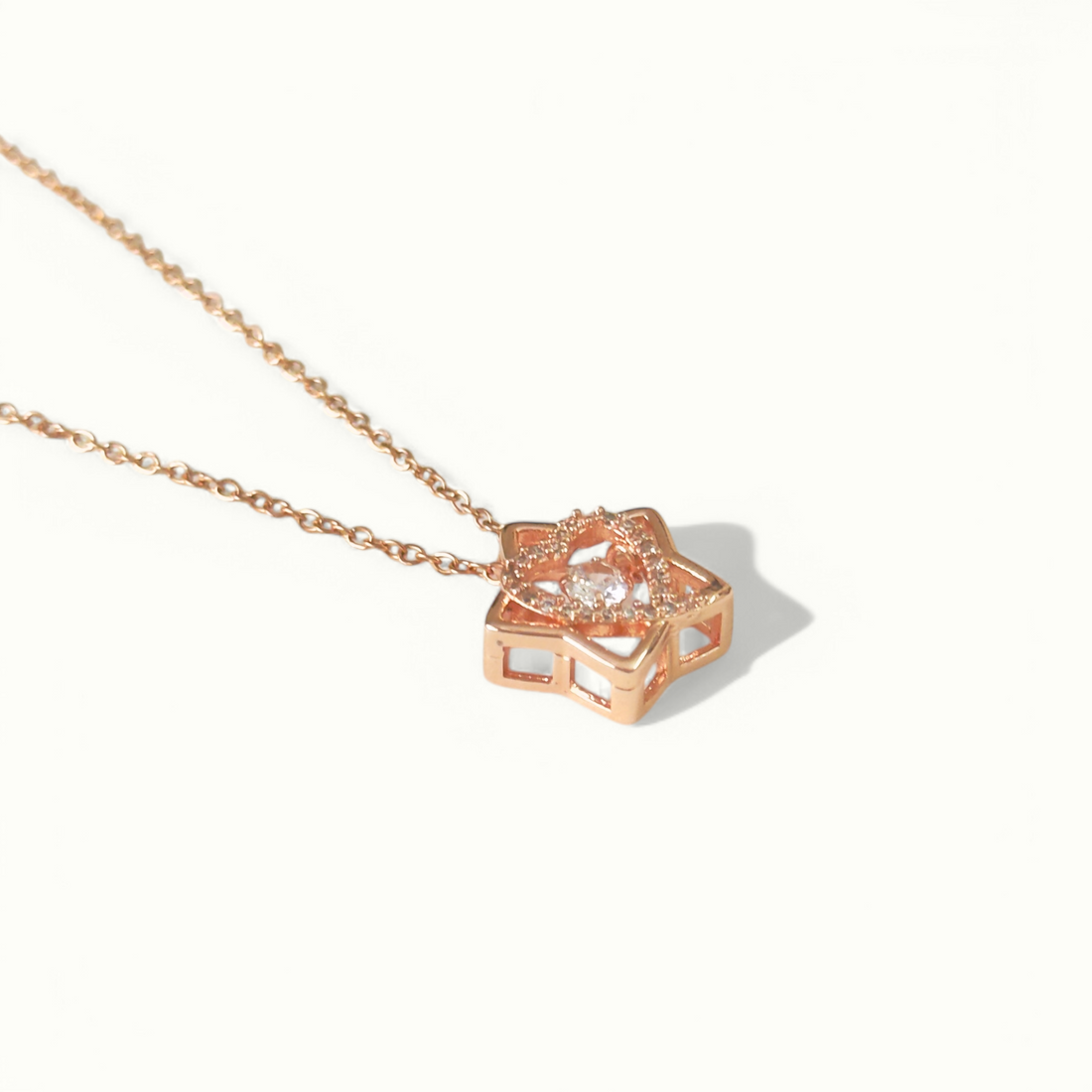 Twinkle Heart Necklace Rose Gold