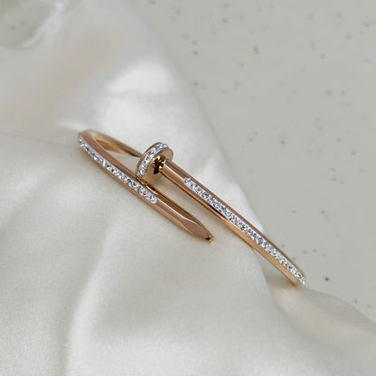 Bedazzled Nail Bracelet - Rose Gold