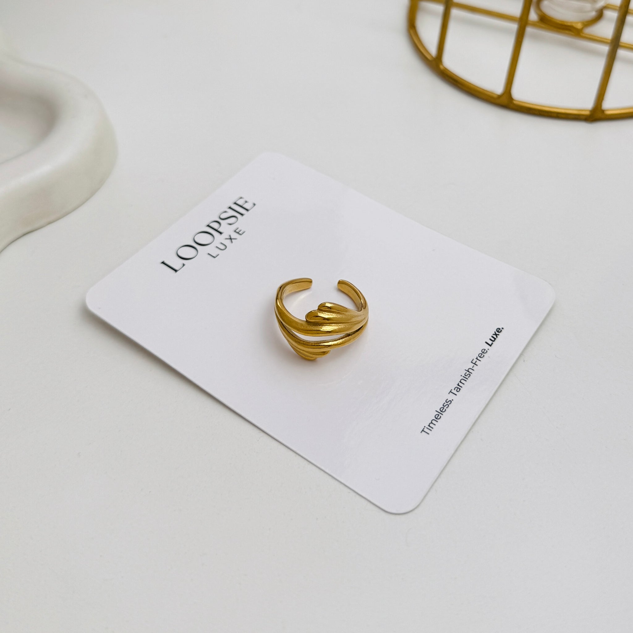 Golden Crest Ripple Ring