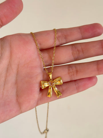 Rosé Bow Necklace
