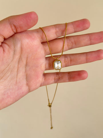 Emerald Cut Crystal Necklace