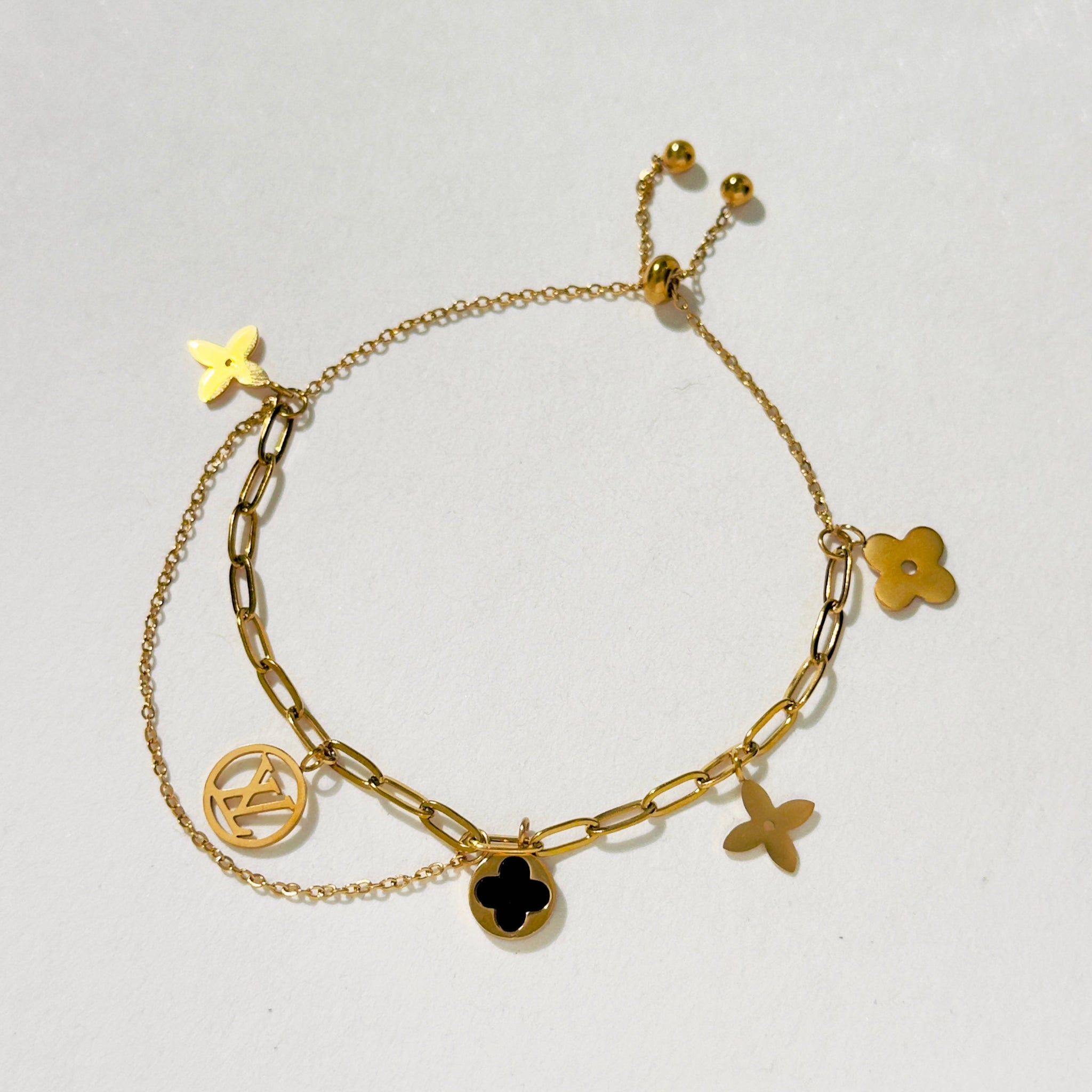 Golden Luxe Duo Bracelet | Designer Charm Edition