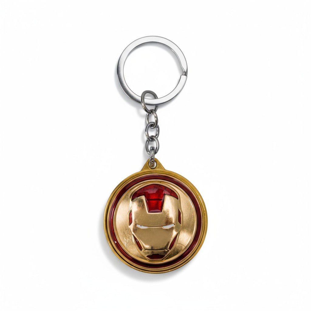 Iron Hero Helmet Golden Metal Spinner Keychain