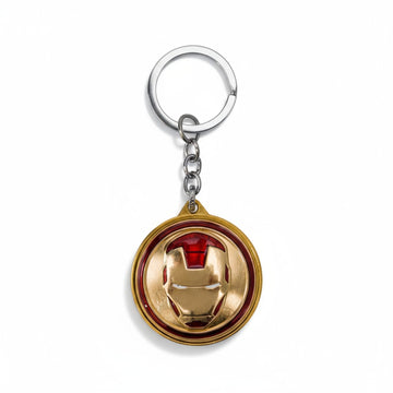 Iron Hero Helmet Golden Metal Spinner Keychain