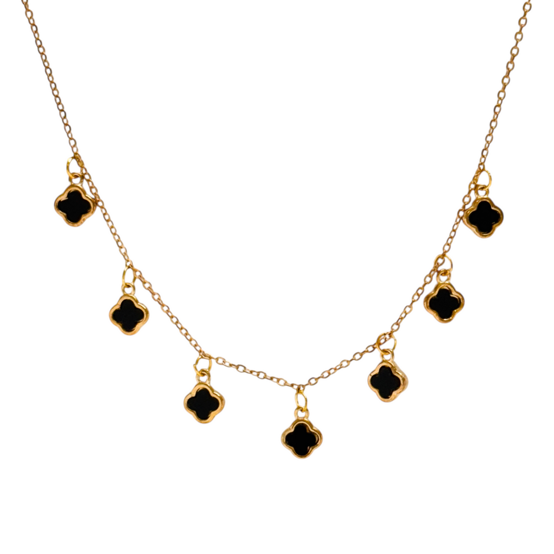 Midnight Clover Charm Necklace