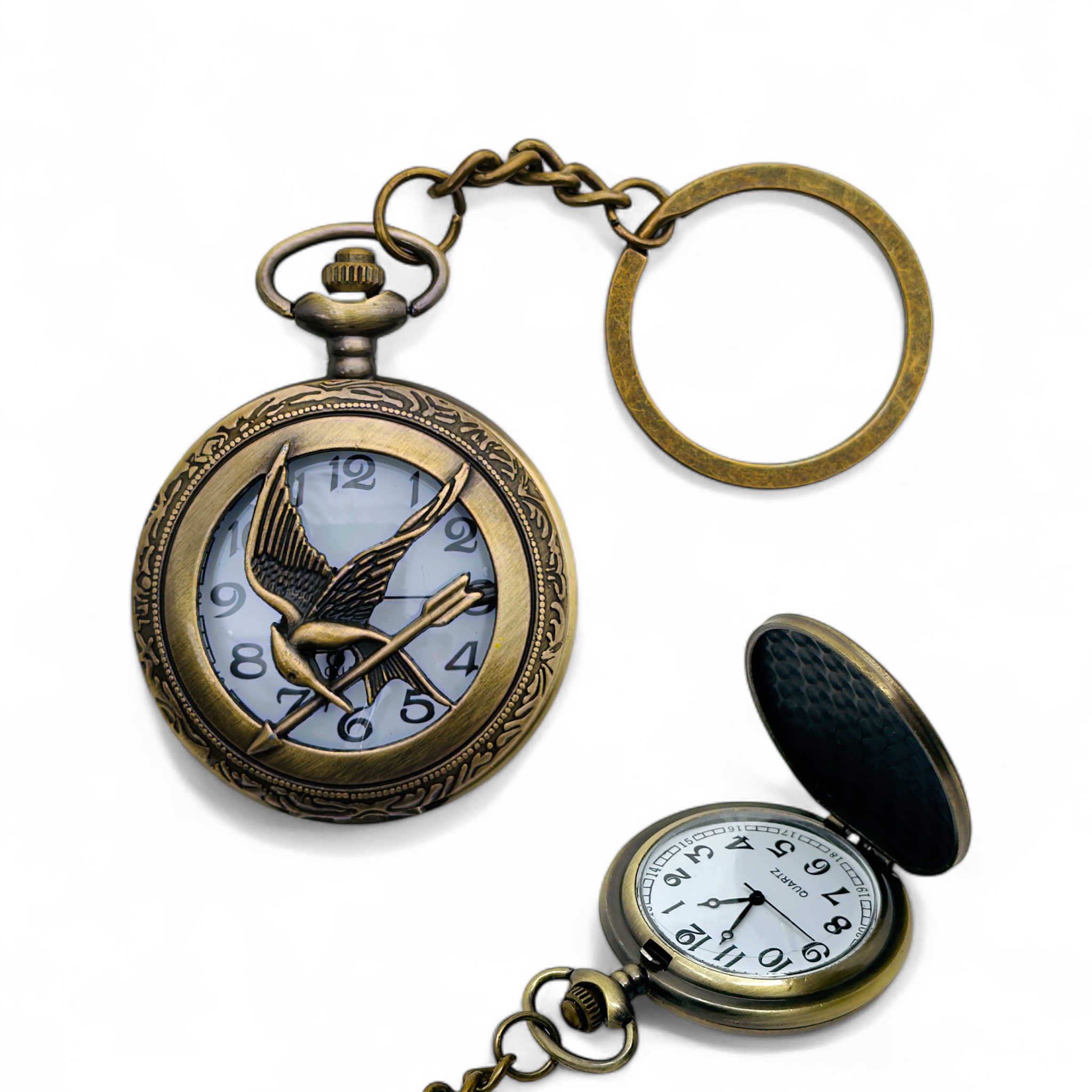 Mocking Arrow Vintage Pocket Watch Keychain