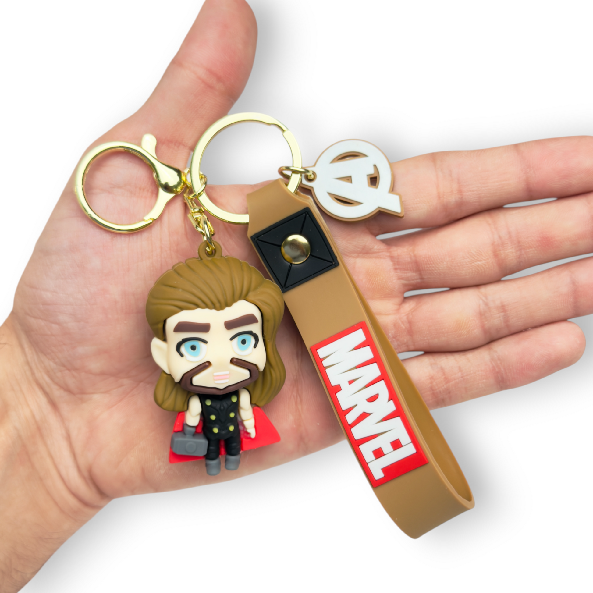 3D Thor Figurine Keychain with Hammer and Cape